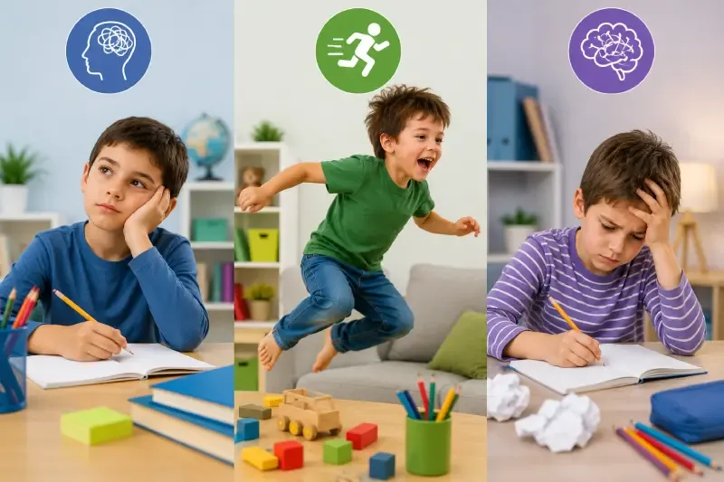 Los 3 tipos de TDAH: inatento, hiperactivo-impulsivo y combinado