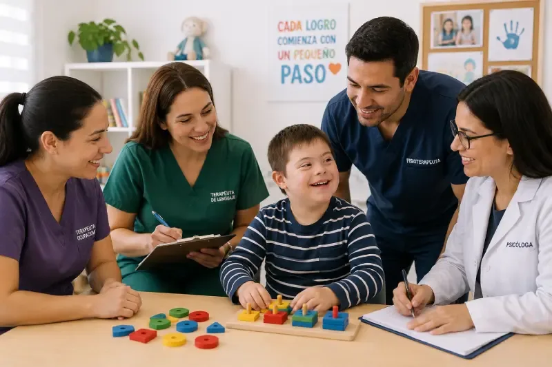 ¿Qué profesionales pueden intervenir en el desarrollo de un niño con síndrome de Down?